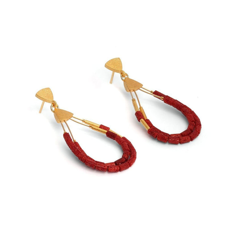 Cleni Red Coral Earrings - 15585296-Bernd Wolf-Renee Taylor Gallery