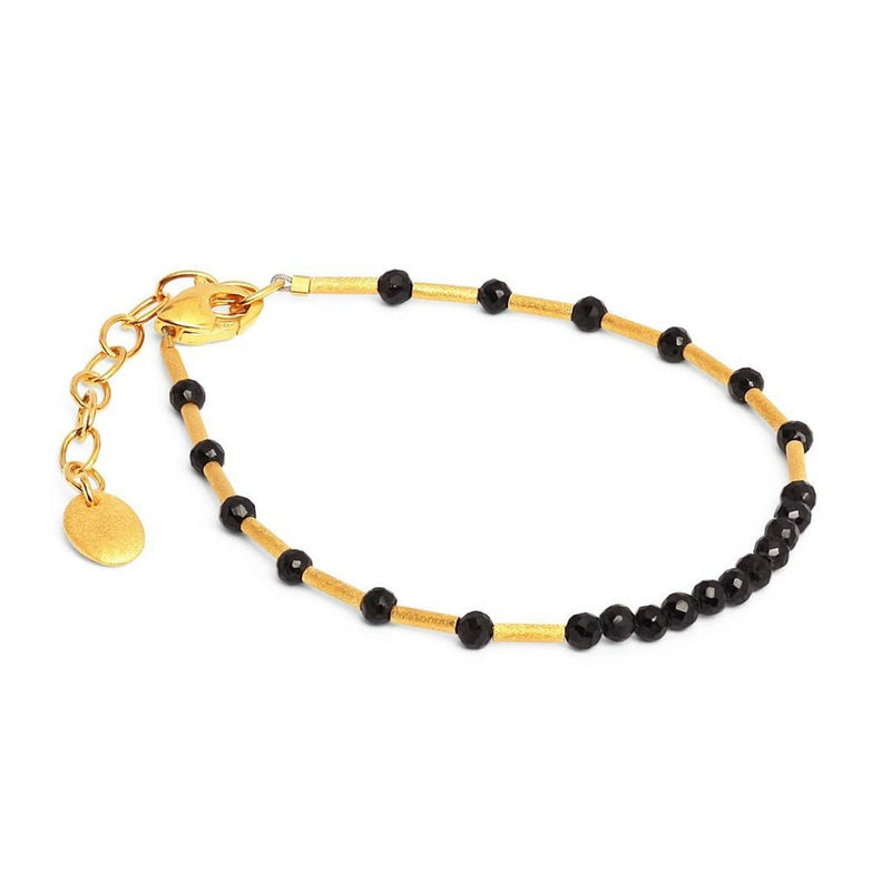 Buy Thai Black Spinel Bracelet in ION Plated Yellow Gold Stainless Steel  (8.00 In) 13.00 ctw at ShopLC.