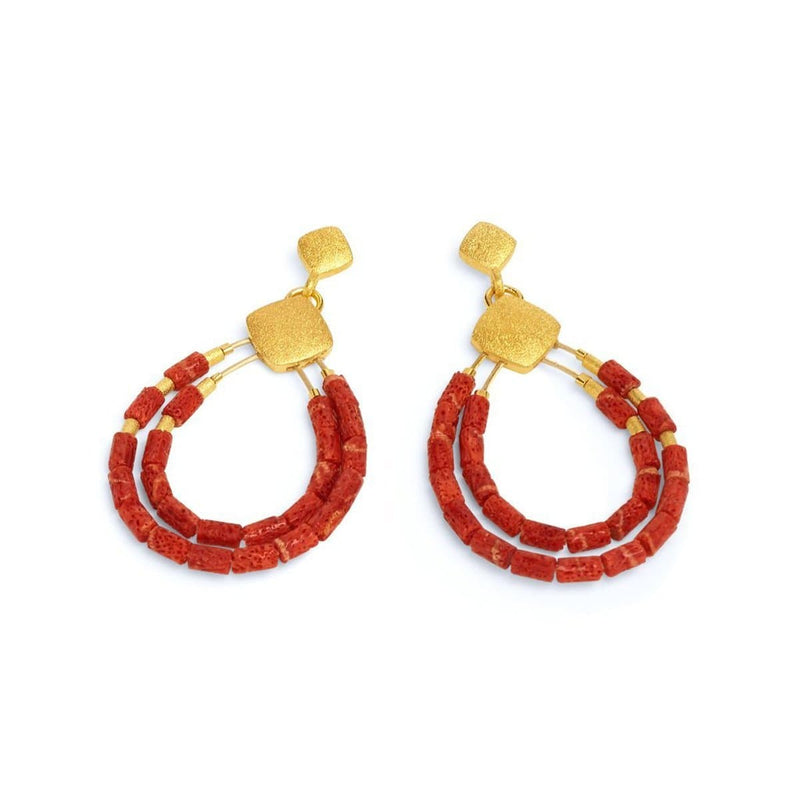 Clini Red Coral Earrings - 15576296-Bernd Wolf-Renee Taylor Gallery