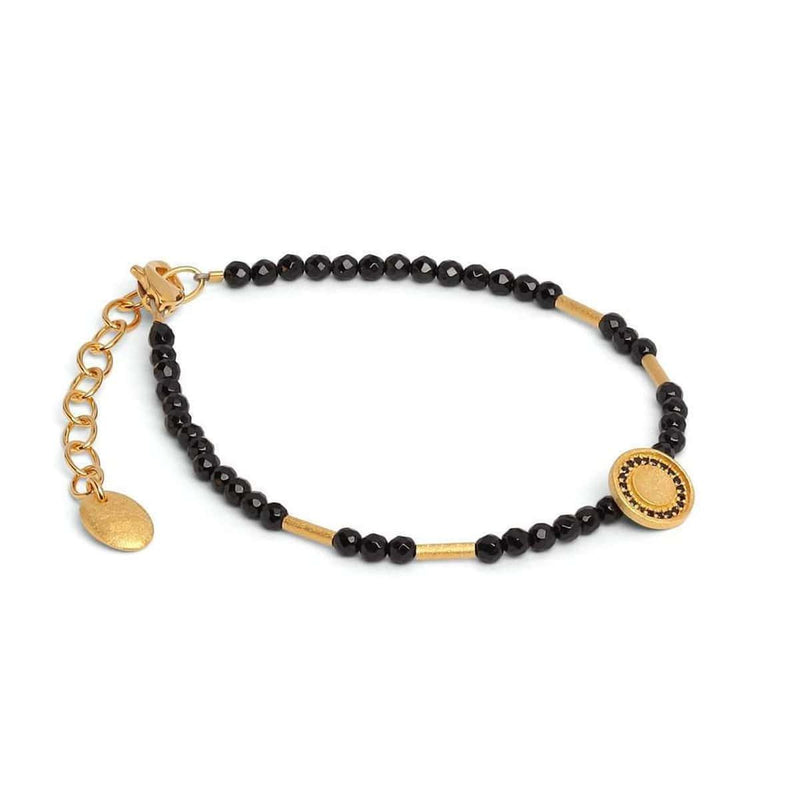 Amazon.com: YONKU Black Spinel Bracelet, Black Spinel Jewelry, Sterling  Silver, Minimalist, Layering Bracelet 7