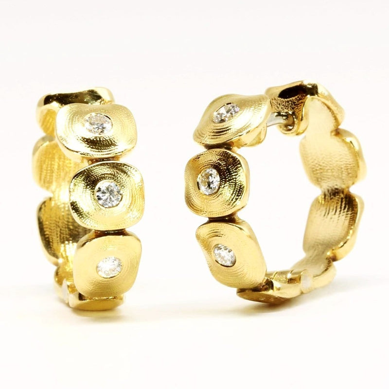 18K "Dancing Squares" Diamond Huggie Earrings - E-232D-Alex Sepkus-Renee Taylor Gallery
