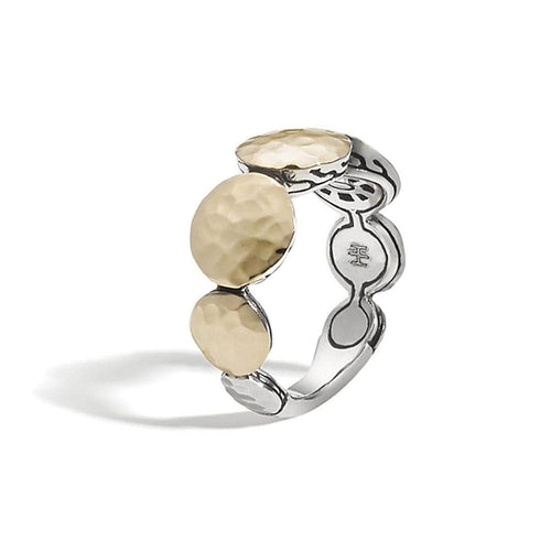 Dot Hammered Gold & Silver Round Disc Ring - RZ7229-John Hardy-Renee Taylor Gallery