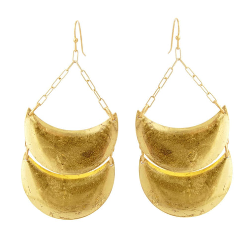Double Cresent Gold Earrings - AC470-Evocateur-Renee Taylor Gallery