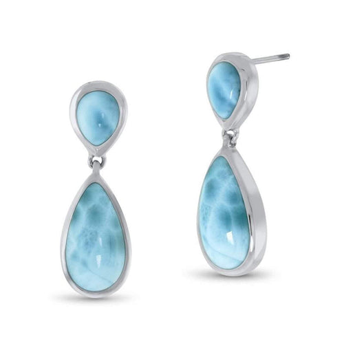 Basic Double Pear Earrings - Ebasi09-00-Marahlago Larimar-Renee Taylor Gallery