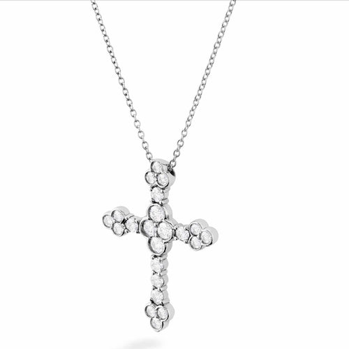 Effervescence Diamond Cross Pendant - HFPEPPCR01108W-Hearts on Fire-Renee Taylor Gallery