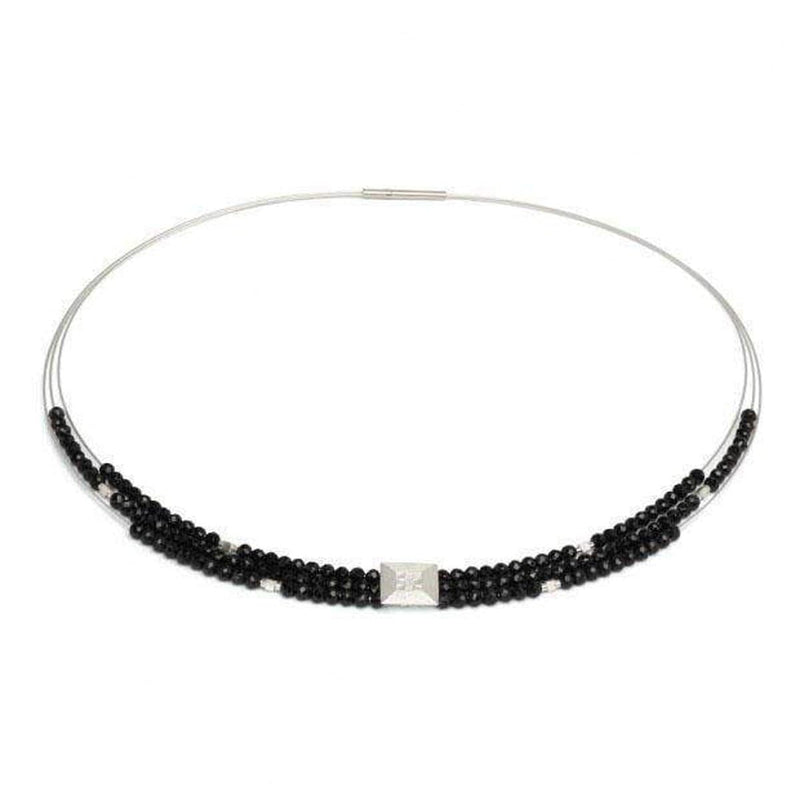 Necklace, Black Spinel 2mm faceted rounds, 14KY, 20