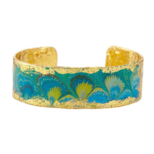 Ex Libris Aqua .75" Gold Cuff - MU107A-Evocateur-Renee Taylor Gallery