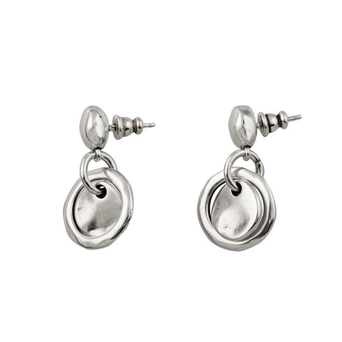 Flake Sterling Silver Plated Earrings - PEN0384MTL0000U-UNO de 50-Renee Taylor Gallery
