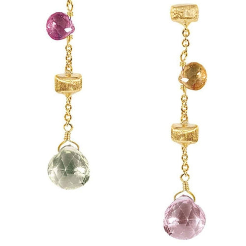 18K Paradise Mixed Gemstone Drop Earrings - OB580 MIX01 Y-Marco Bicego-Renee Taylor Gallery