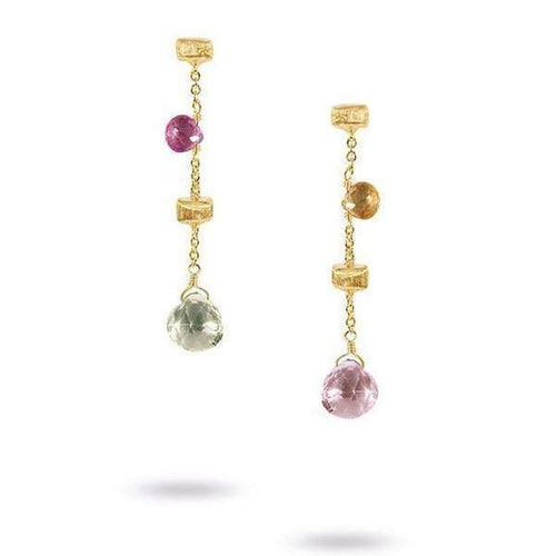 18K Paradise Mixed Gemstone Drop Earrings - OB580 MIX01 Y-Marco Bicego-Renee Taylor Gallery