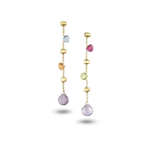 18K Paradise Mixed Gemstone Drop Earrings - OB715 MIX01 Y-Marco Bicego-Renee Taylor Gallery