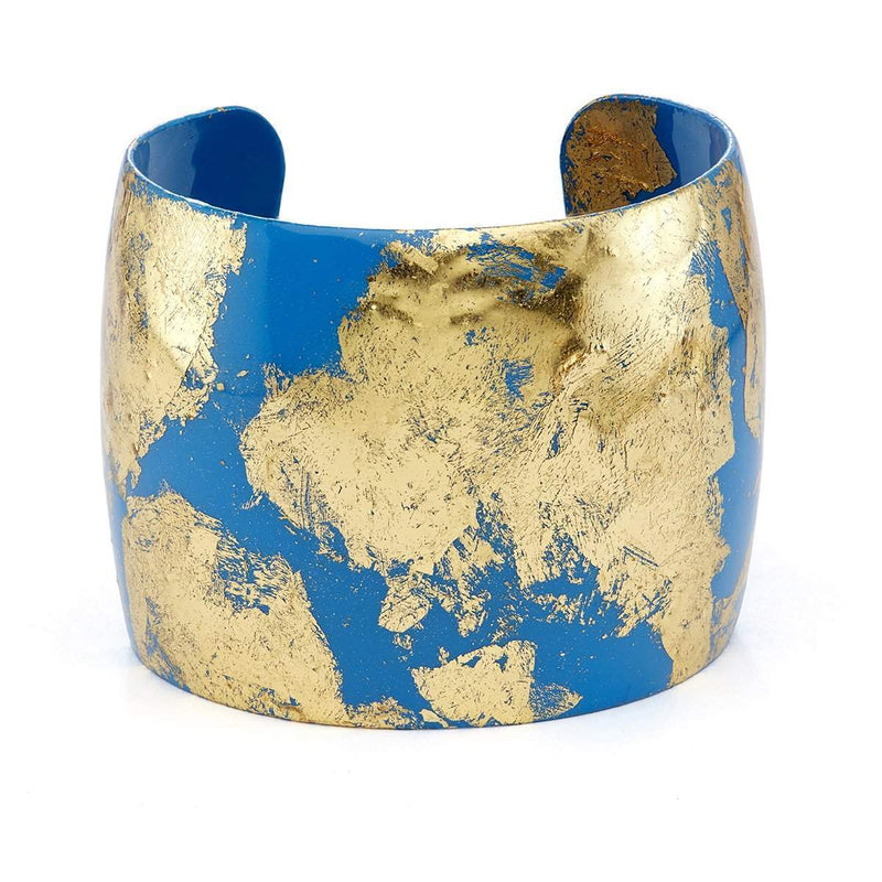 Island Blue 2" Gold Cuff - VO1024-Evocateur-Renee Taylor Gallery