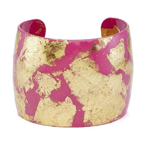 Island Pink 2" Gold Cuff - VO1025-Evocateur-Renee Taylor Gallery