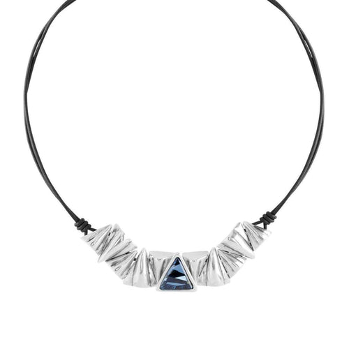 Keita Sterling Silver Plated Necklace - COL1144AZUMTL0U-UNO de 50-Renee Taylor Gallery