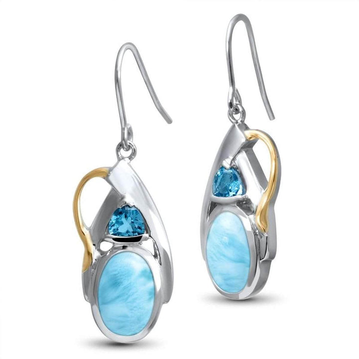 Lena Earrings - Elena00-00-Marahlago Larimar-Renee Taylor Gallery