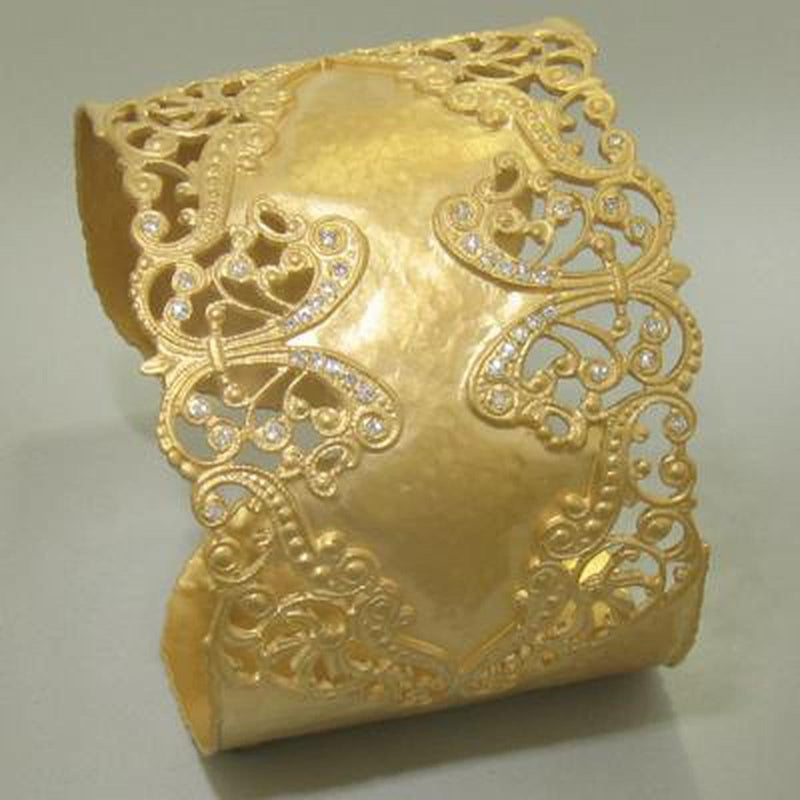 Marika 14k Gold & Diamond Cuff - M4075-Marika-Renee Taylor Gallery