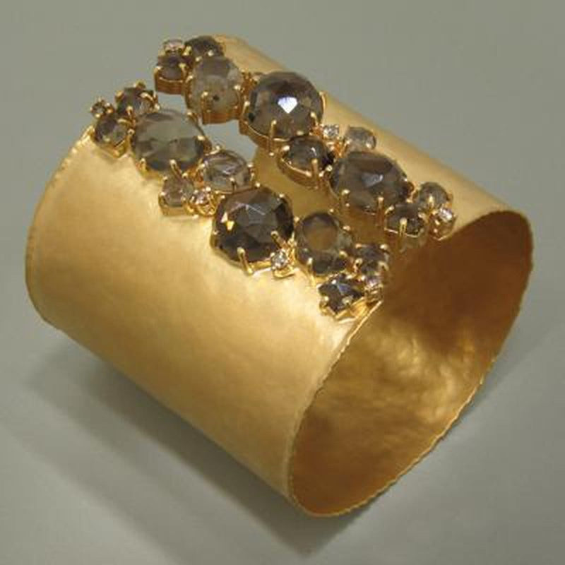 Marika Diamond, Smokey Quartz & Gold Cuff - M2854-Marika-Renee Taylor Gallery