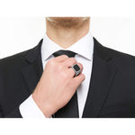 Classic Chain Men's Silver Signet Black Jade Ring - RBS996691BJ-John Hardy-Renee Taylor Gallery