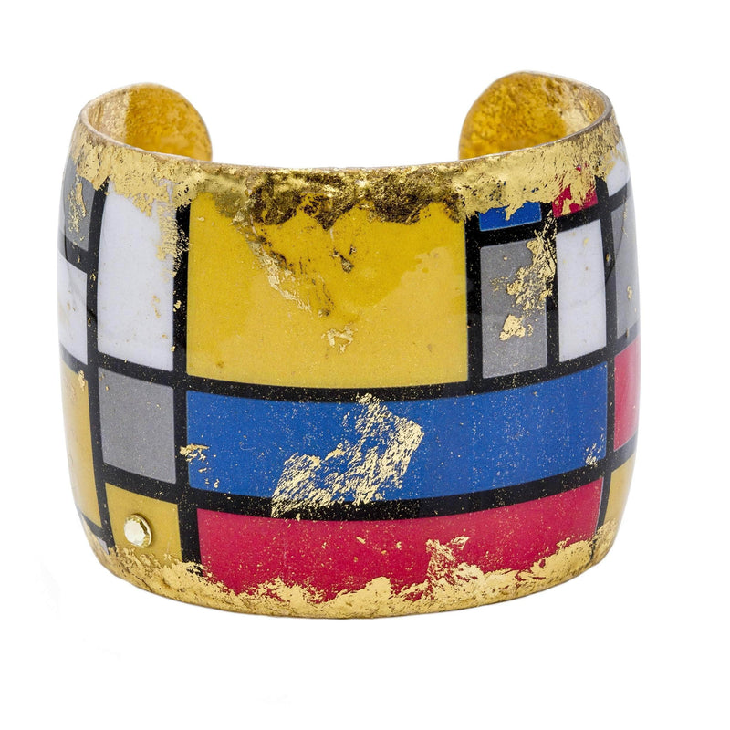 Mondrian 2" Gold Cuff - MU120-Evocateur-Renee Taylor Gallery