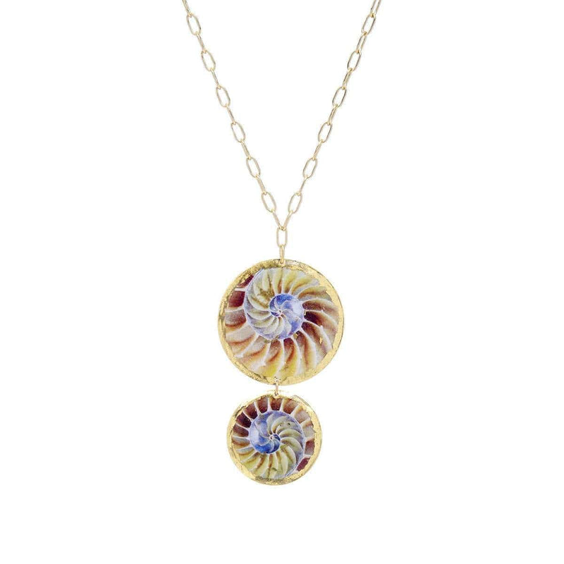 Nautilus 2 Disc 17" Gold Pendant - OC209-Evocateur-Renee Taylor Gallery