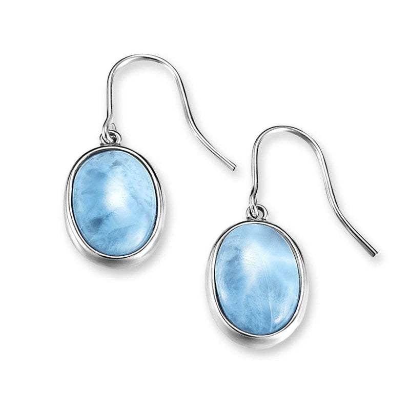 Basic Oval Earrings - Ebasi04-00-Marahlago Larimar-Renee Taylor Gallery