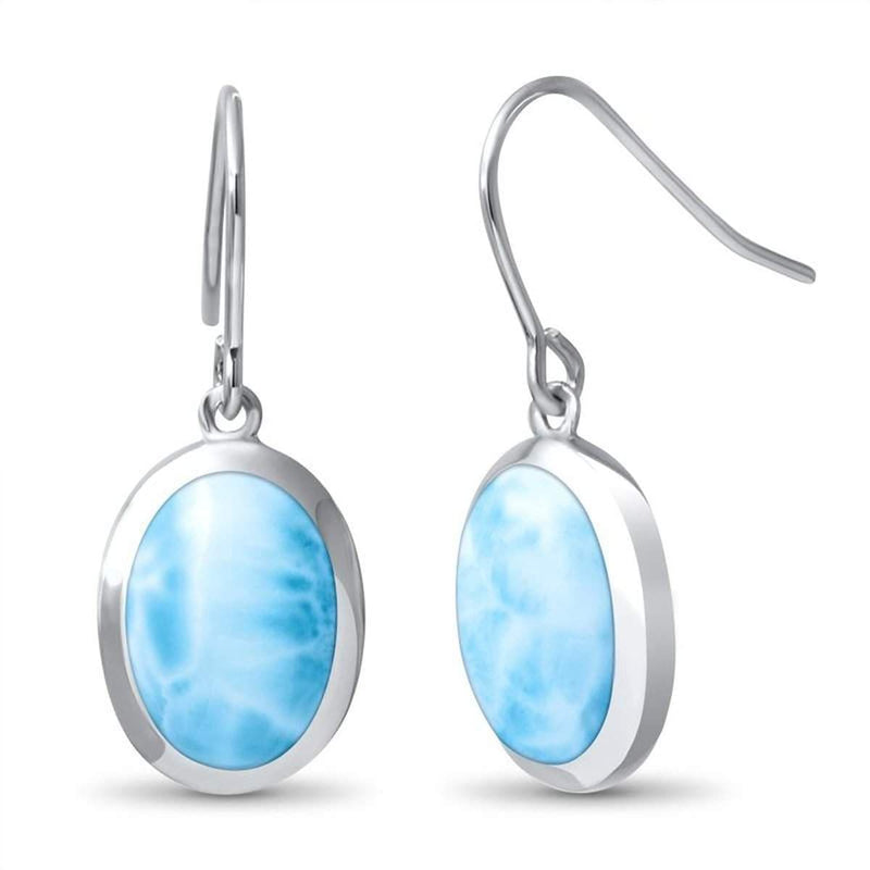 Basic Oval Earrings - Ebasi04-00-Marahlago Larimar-Renee Taylor Gallery