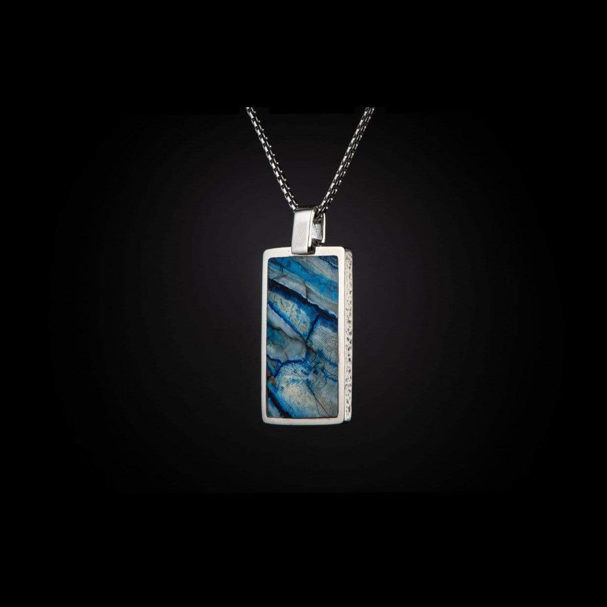 Third Eye Chakra Men's Silver Necklace - Sapphire | Charlotte's Web Jewelry  | Wolf & Badger