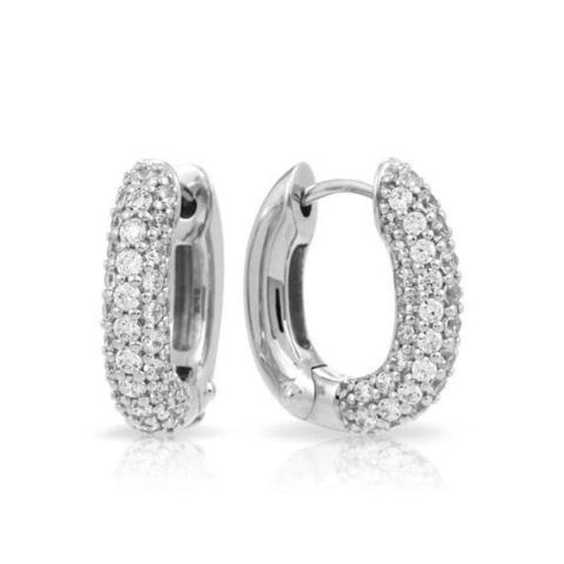 Pave Thin White Earrings-Belle Etoile-Renee Taylor Gallery