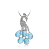 Wildlife Peacock Necklace - Npeac00-00-Marahlago Larimar-Renee Taylor Gallery