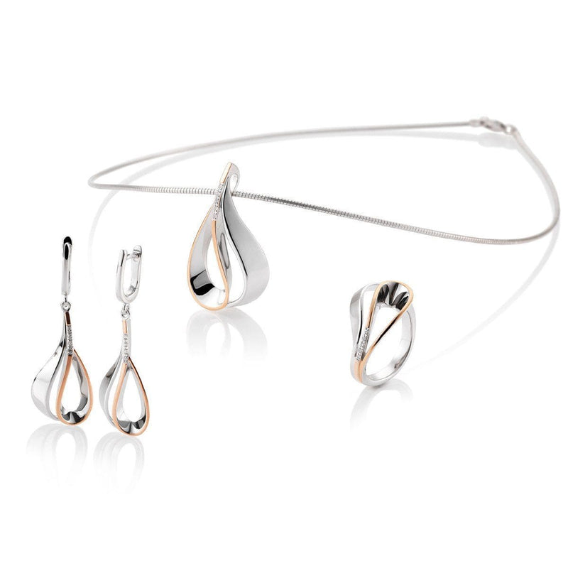 Rose Gold Plated Sterling Silver White Sapphire Earrings - 06/60798-Breuning-Renee Taylor Gallery