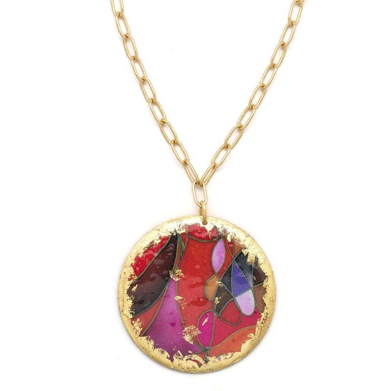 Red Canyons 17" Gold Pendant - MG201-Evocateur-Renee Taylor Gallery