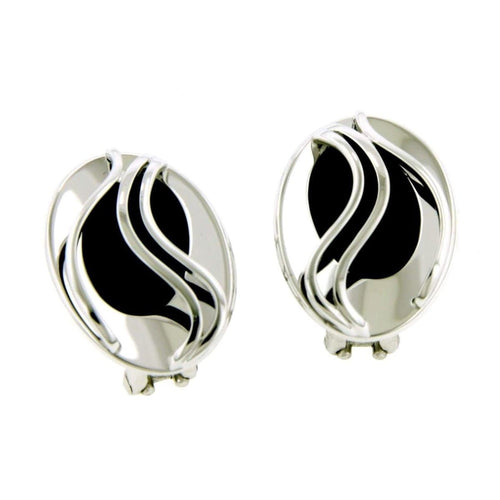 Sterling Silver Onyx Earrings - 02/09137-Breuning-Renee Taylor Gallery