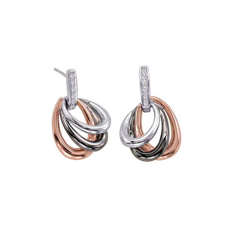Rose Gold Plated Sterling Silver White Sapphire Earrings - 12/85727-Breuning-Renee Taylor Gallery
