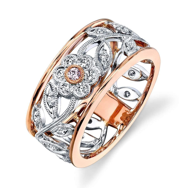 Right-Hand White & Rose Gold Diamond Ring- MR1000-RW-Simon G.-Renee Taylor Gallery