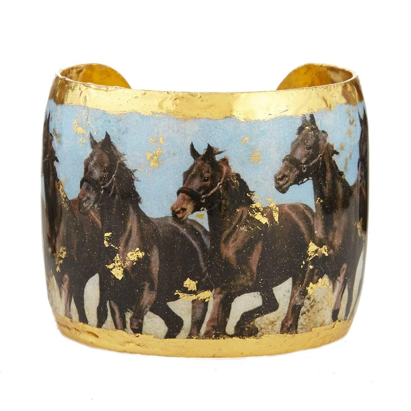 Running Horses 2" Gold Cuff - EQ105-Evocateur-Renee Taylor Gallery