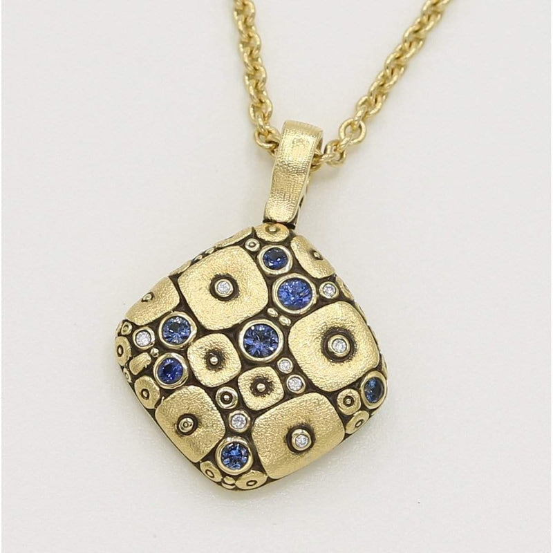 18K Soft Mosaic Blue Mix Sapphire & Diamond Pendant - M-46S-Alex Sepkus-Renee Taylor Gallery
