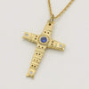 18K Spring Cross Sapphire & Diamond Pendant Necklace - M-103-Alex Sepkus-Renee Taylor Gallery
