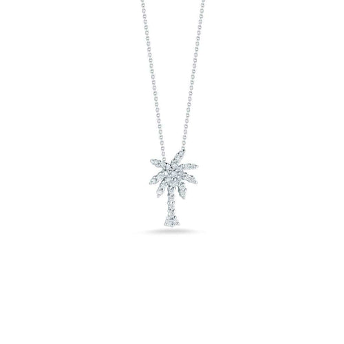 18k White Gold & Diamond Palm Tree Necklace - 001236AWCHX0-Roberto Coin-Renee Taylor Gallery
