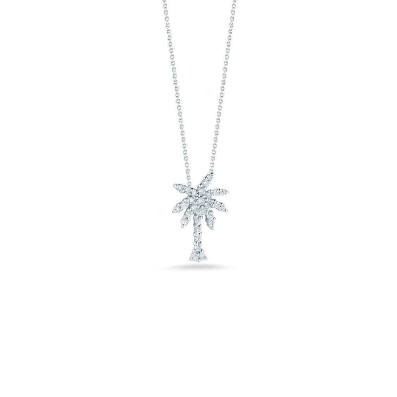 18k White Gold & Diamond Palm Tree Necklace - 001236AWCHX0-Roberto Coin-Renee Taylor Gallery