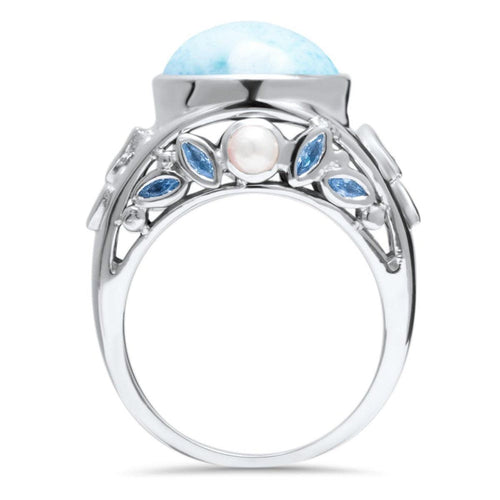 Victoria Ring - Rvict00-00-Marahlago Larimar-Renee Taylor Gallery