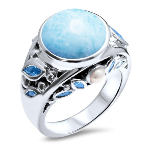 Victoria Ring - Rvict00-00-Marahlago Larimar-Renee Taylor Gallery