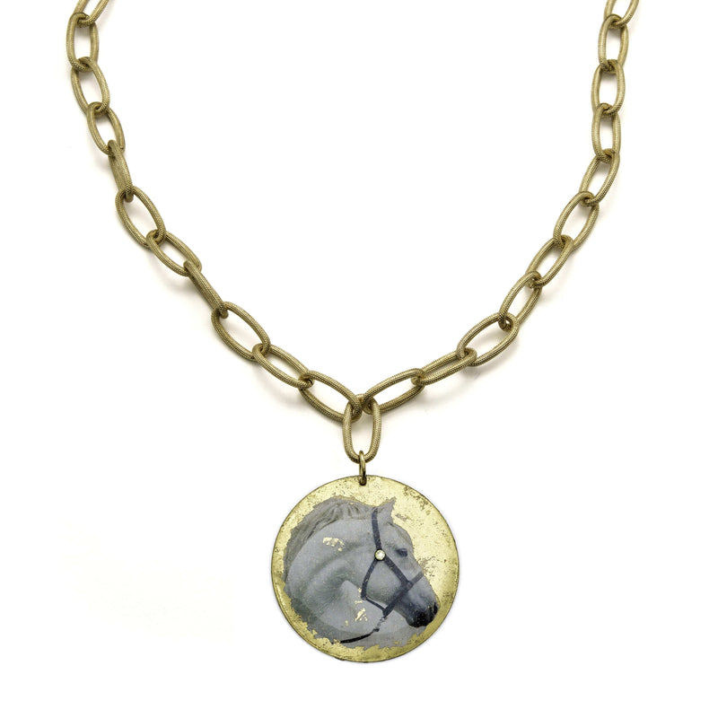 White Horse 30" Gold Necklace - EQ201-Evocateur-Renee Taylor Gallery